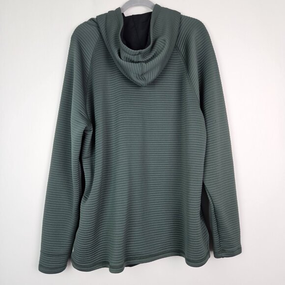 Z by Zella Ribbed Pullover Hoodie Top Gray/Olive Green 2X - Picture 8 of 8
